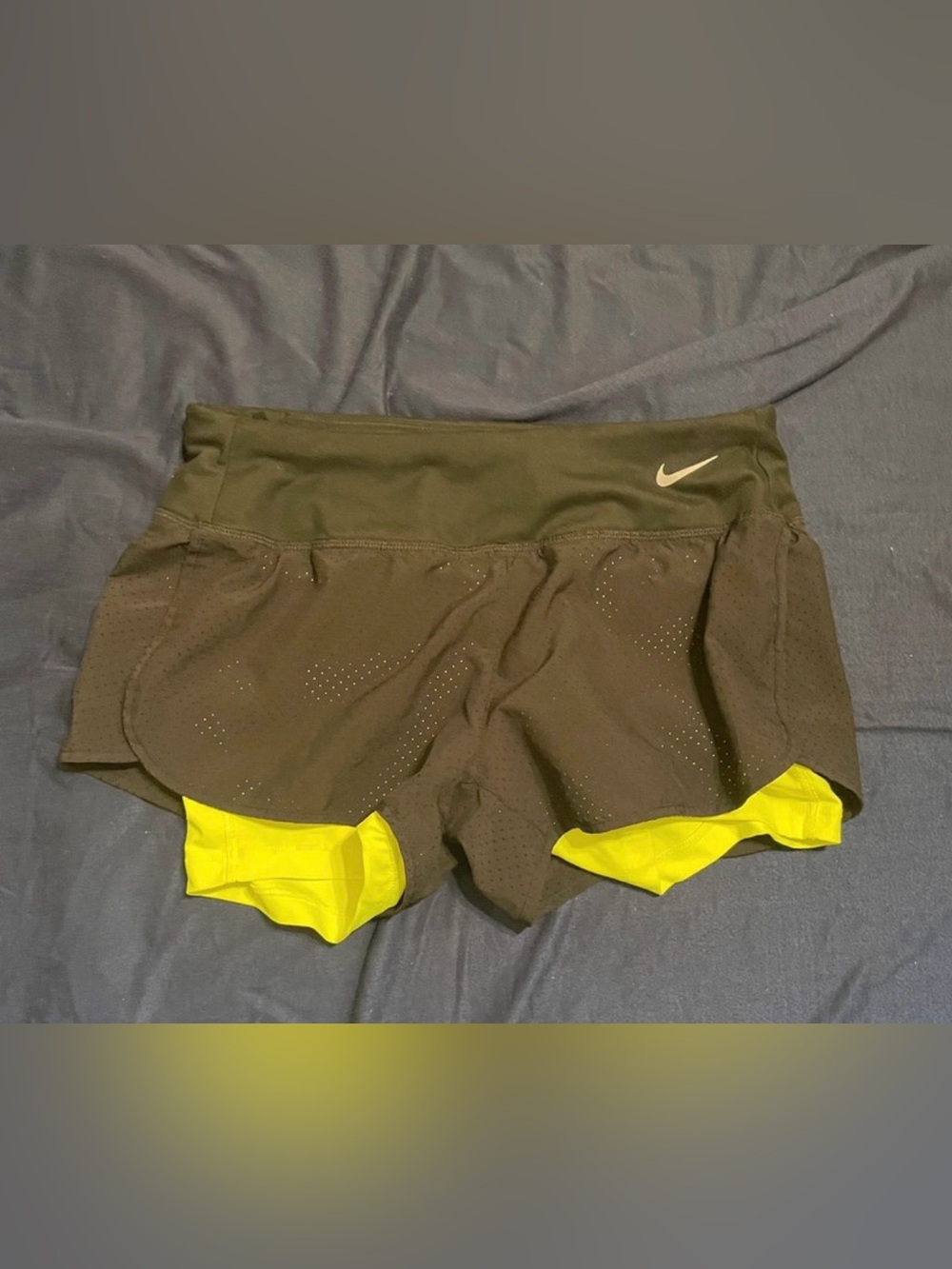 Nike Women’s Black Performance Running Shorts with Yellow Liner